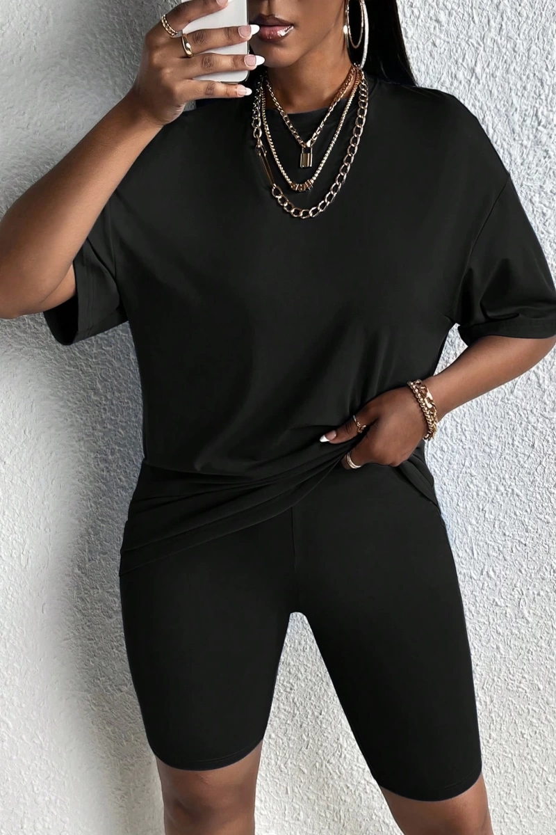 Kadın 2Lİ TAKIM OVERSİZE Trend T-shirt Şort Model 4976