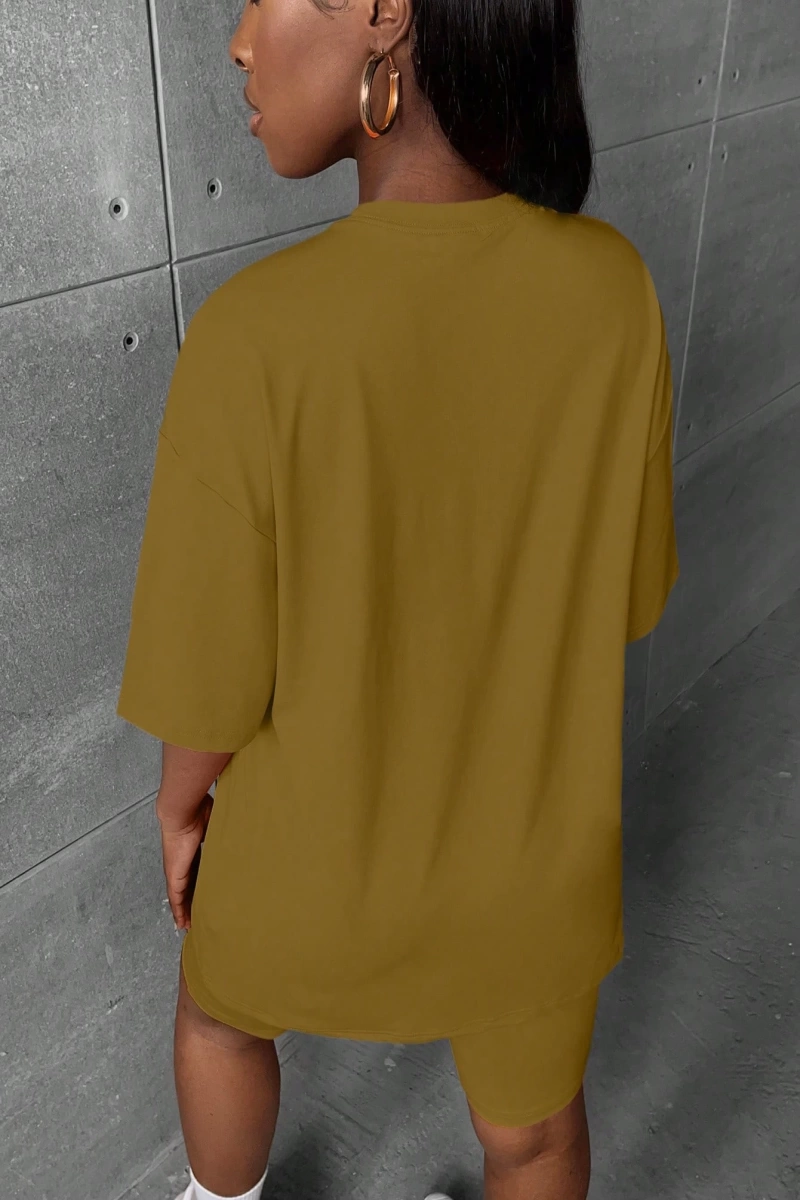 Kadın 2Lİ TAKIM OVERSİZE Trend T-shirt Şort Model 4976