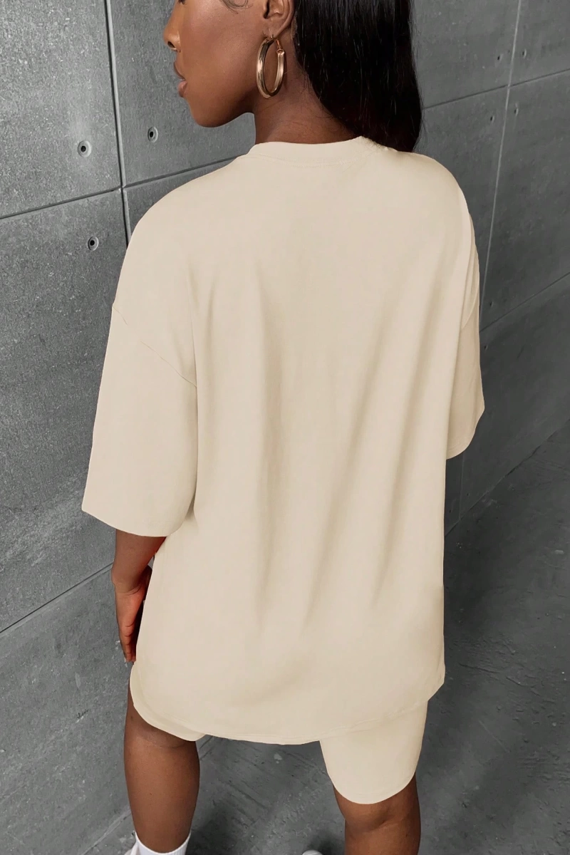 Kadın 2Lİ TAKIM OVERSİZE Trend T-shirt Şort Model 4976