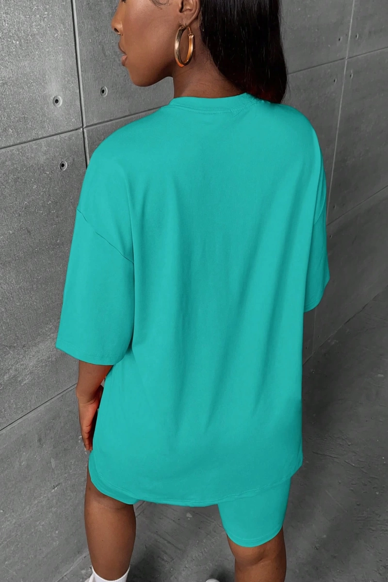 Kadın 2Lİ TAKIM OVERSİZE Trend T-shirt Şort Model 4976