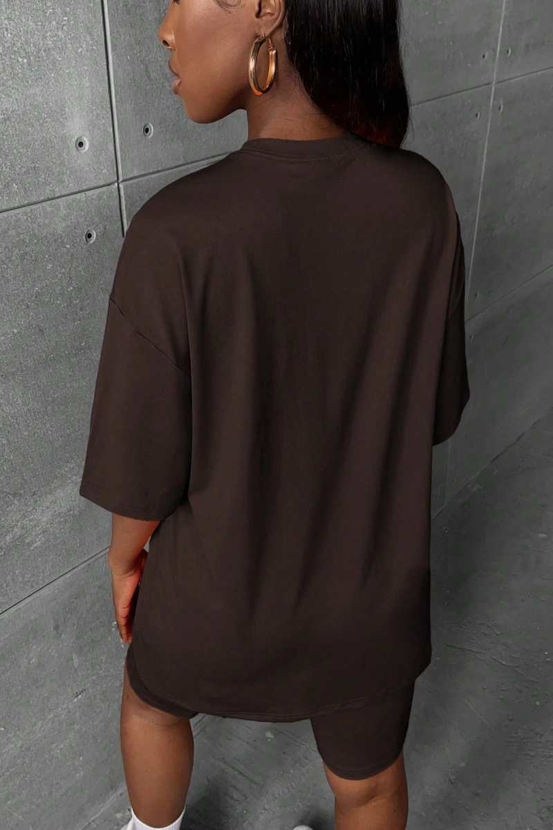 Kadın 2Lİ TAKIM OVERSİZE Trend T-shirt Şort Model 4976