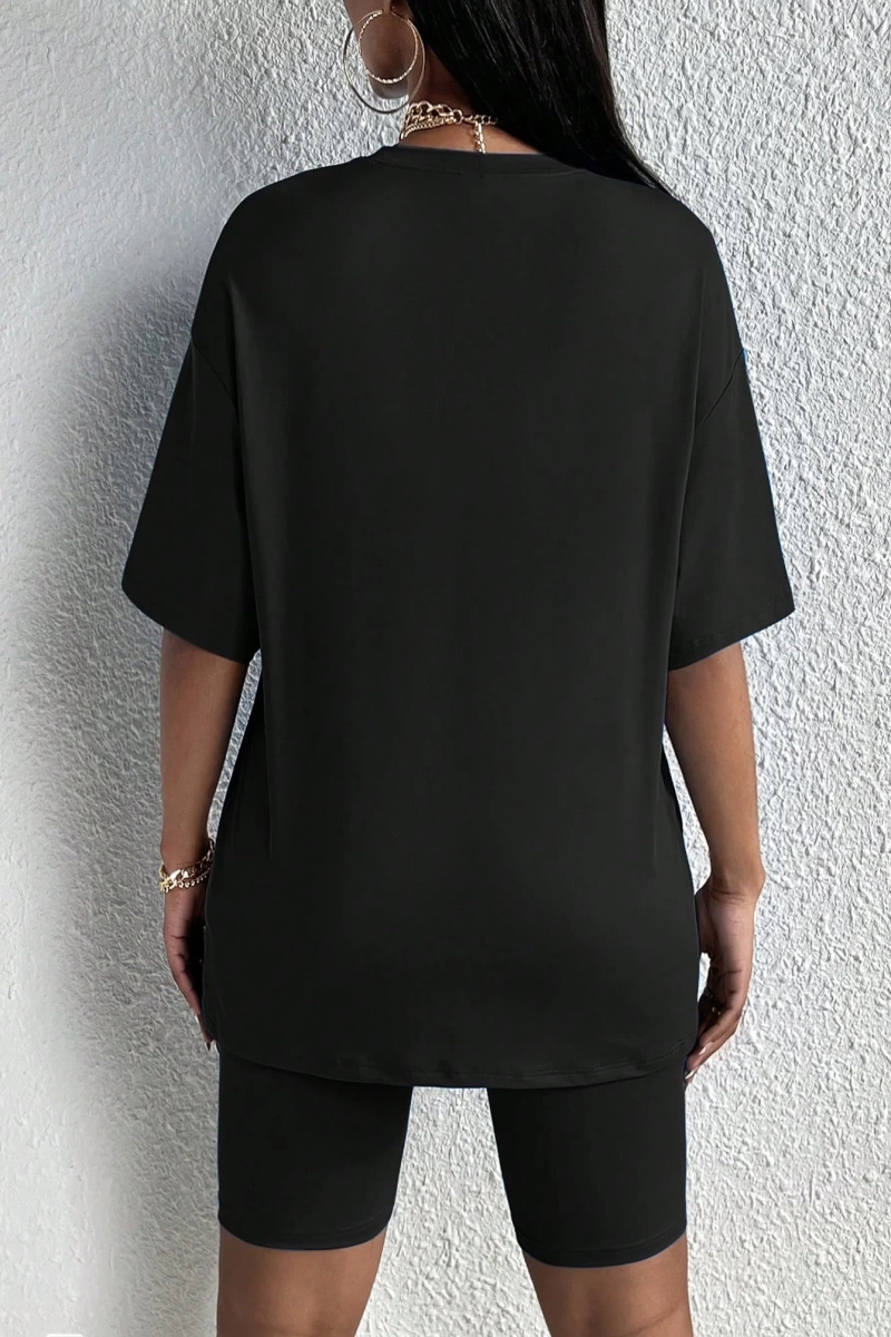 Kadın 2Lİ TAKIM OVERSİZE Trend T-shirt Şort Model 4976