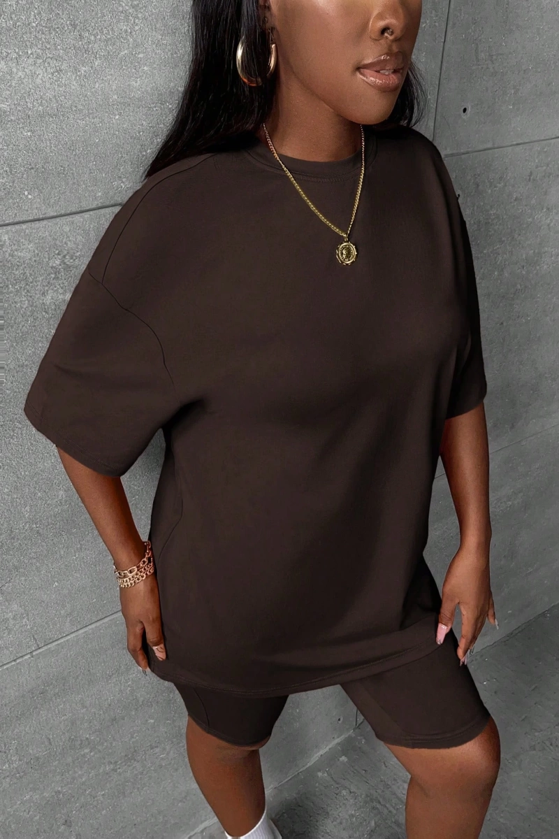 Kadın 2Lİ TAKIM OVERSİZE Trend T-shirt Şort Model 4976