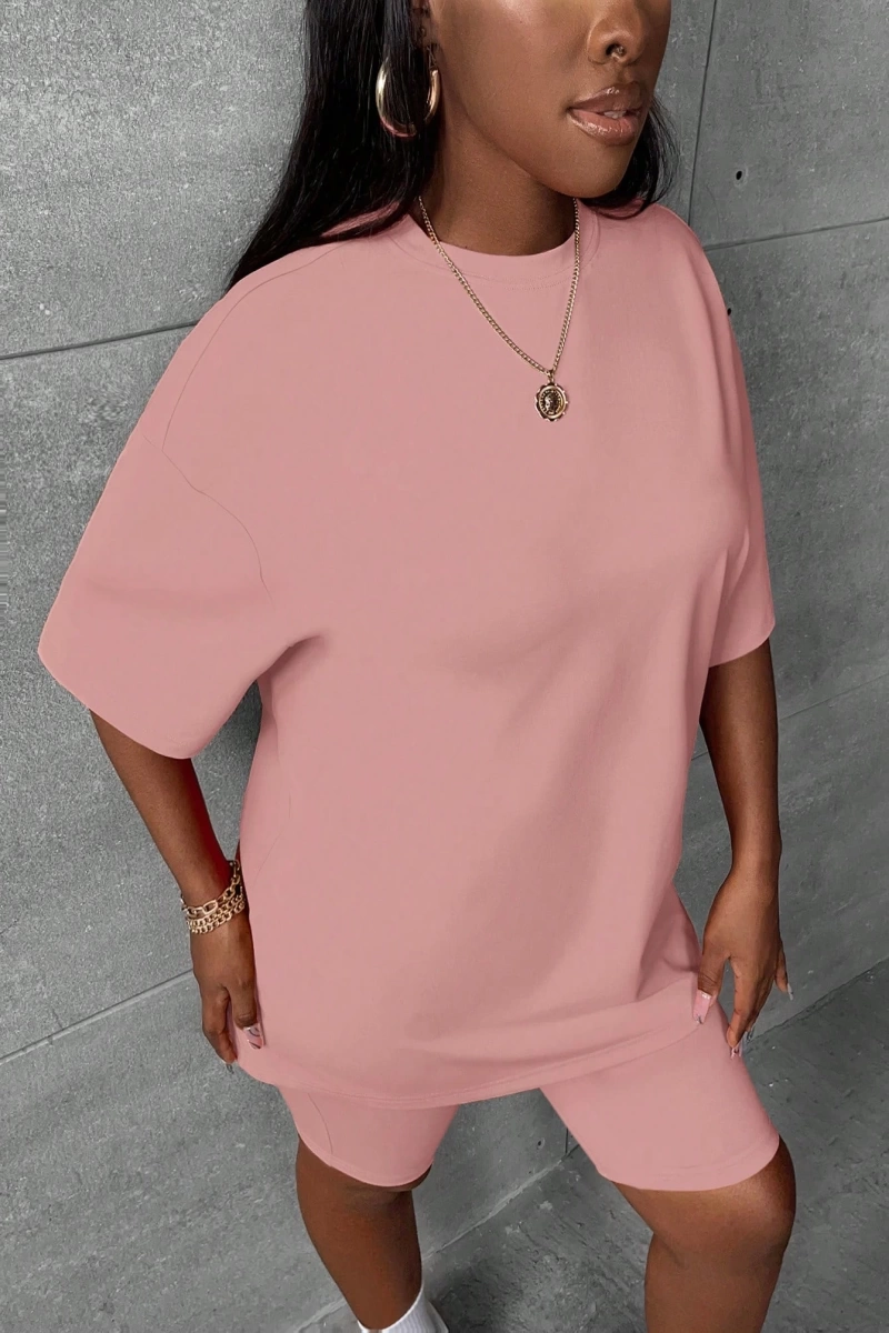 Kadın 2Lİ TAKIM OVERSİZE Trend T-shirt Şort Model 4976