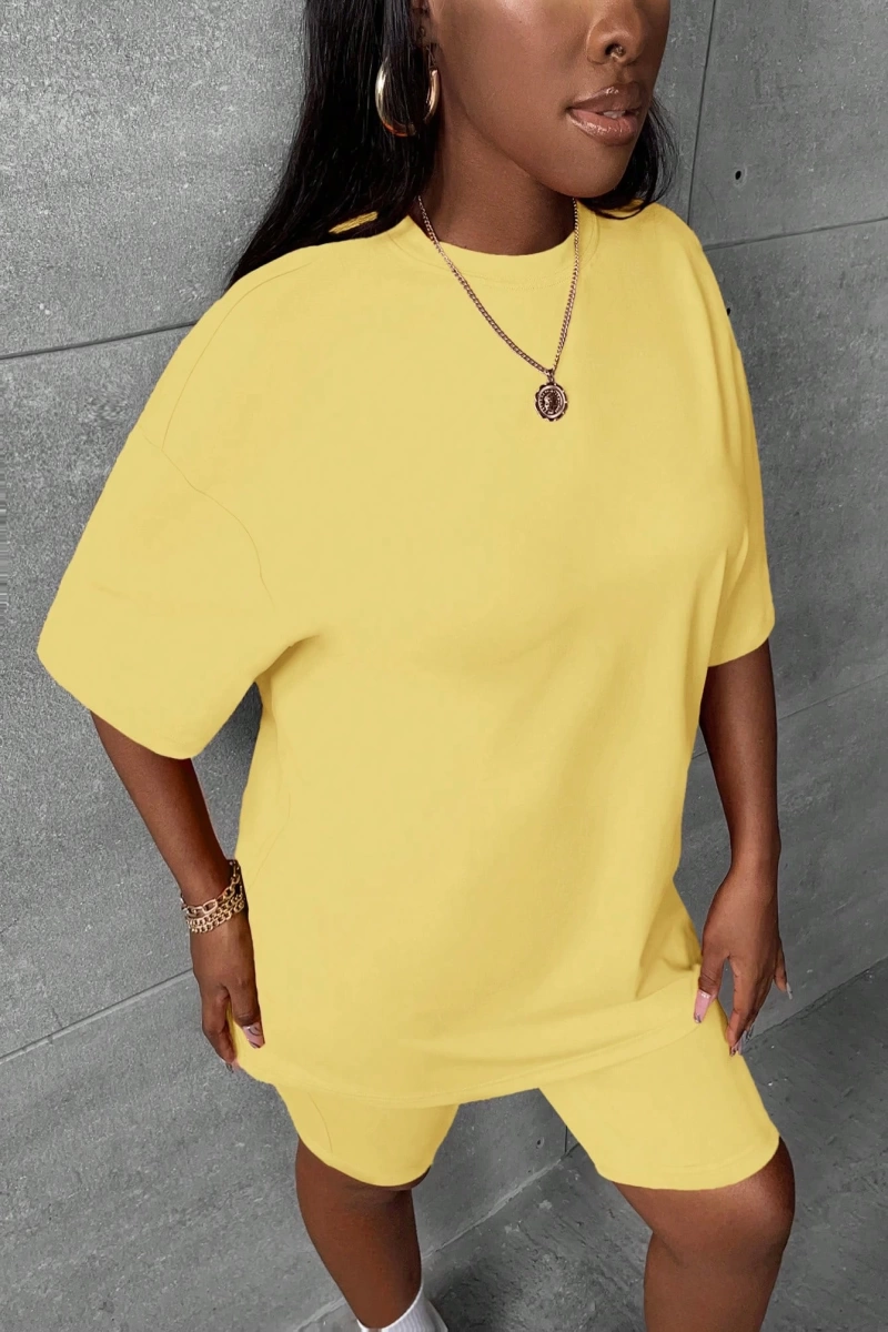 Kadın 2Lİ TAKIM OVERSİZE Trend T-shirt Şort Model 4976