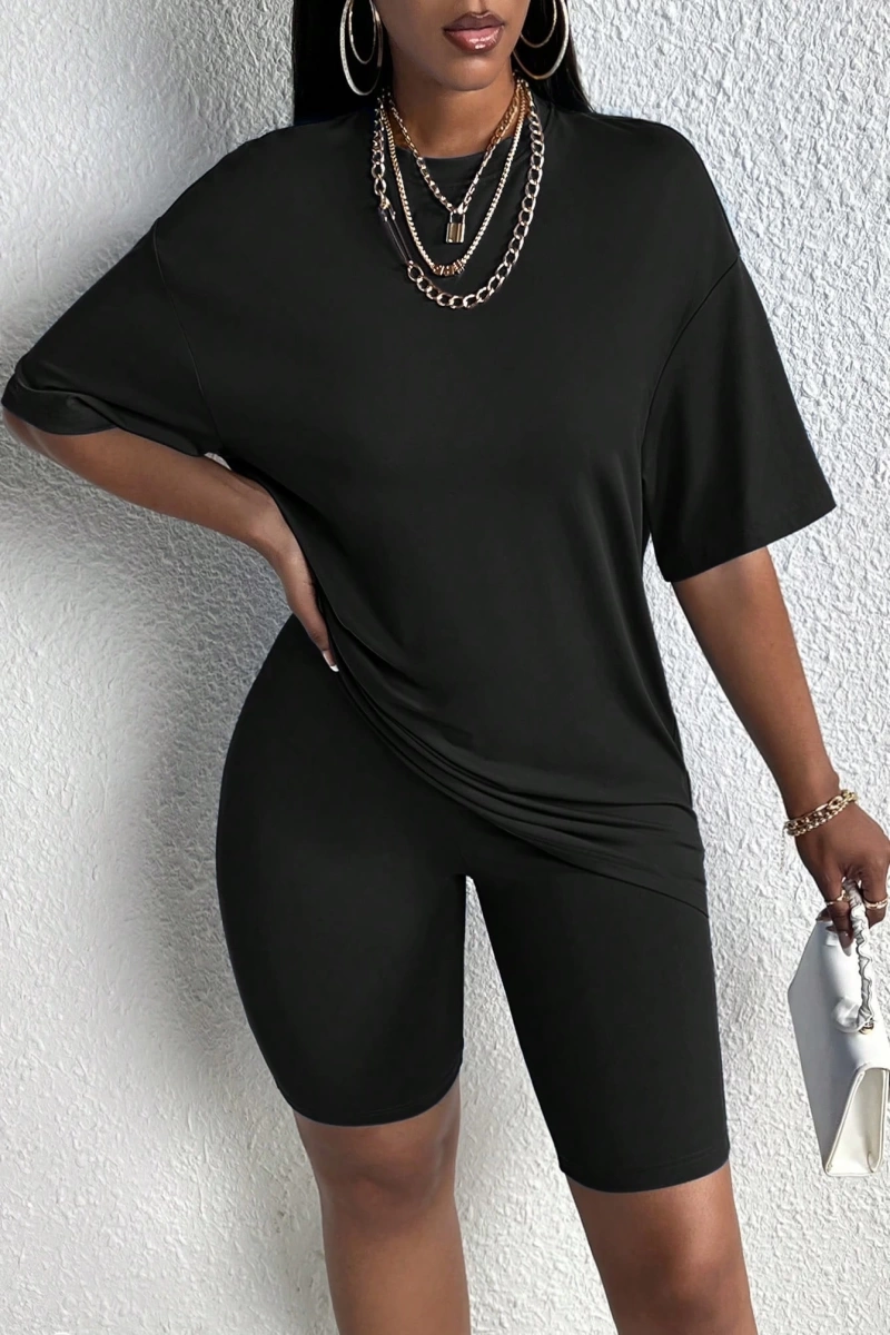 Kadın 2Lİ TAKIM OVERSİZE Trend T-shirt Şort Model 4976