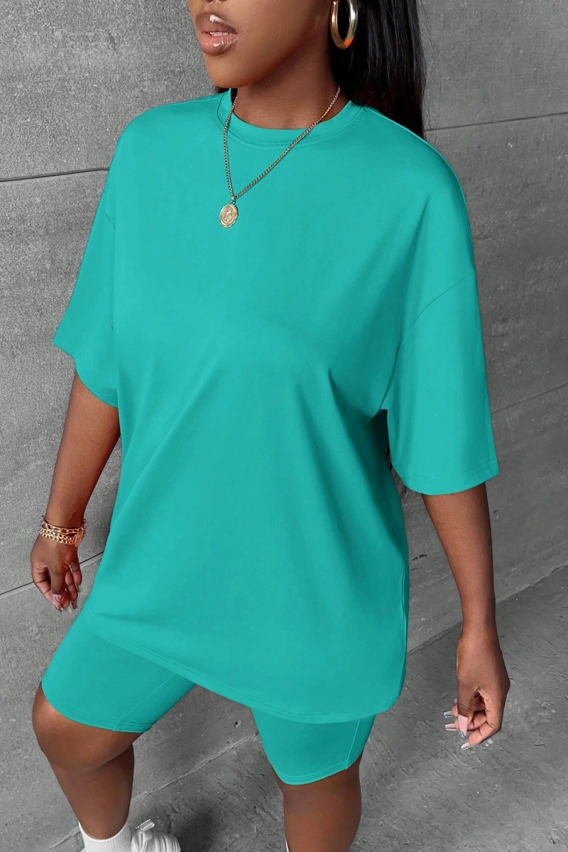 Kadın 2Lİ TAKIM OVERSİZE Trend T-shirt Şort Model 4976