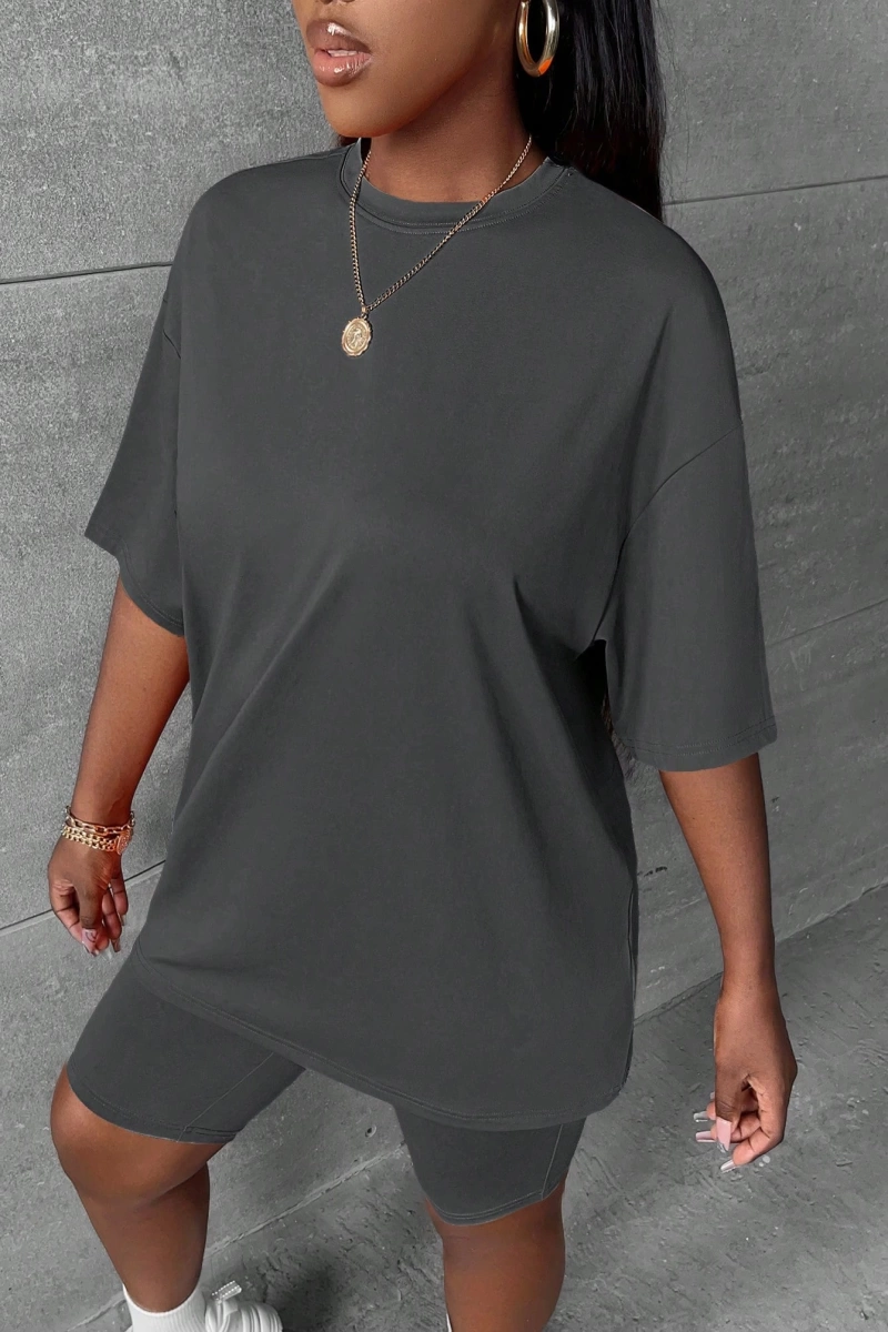 Kadın 2Lİ TAKIM OVERSİZE Trend T-shirt Şort Model 4976