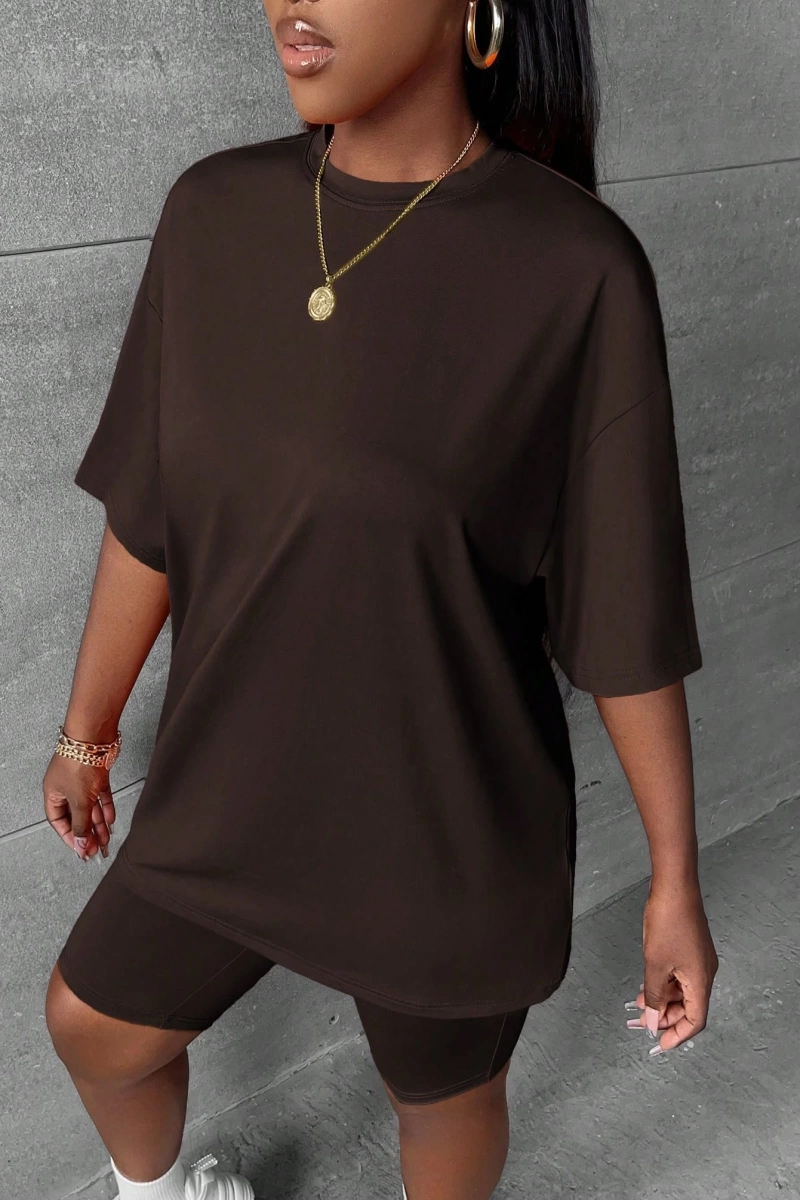 Kadın 2Lİ TAKIM OVERSİZE Trend T-shirt Şort Model 4976