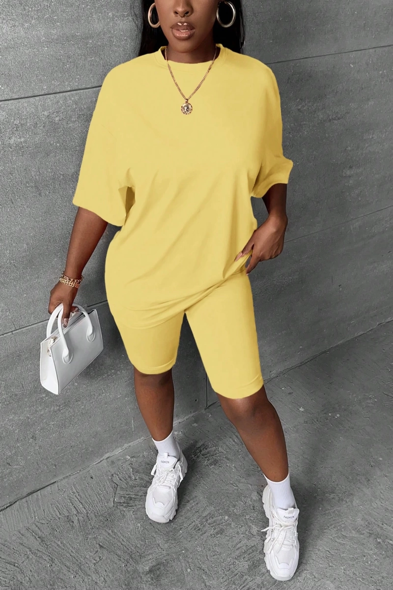 Kadın 2Lİ TAKIM OVERSİZE Trend T-shirt Şort Model 4976