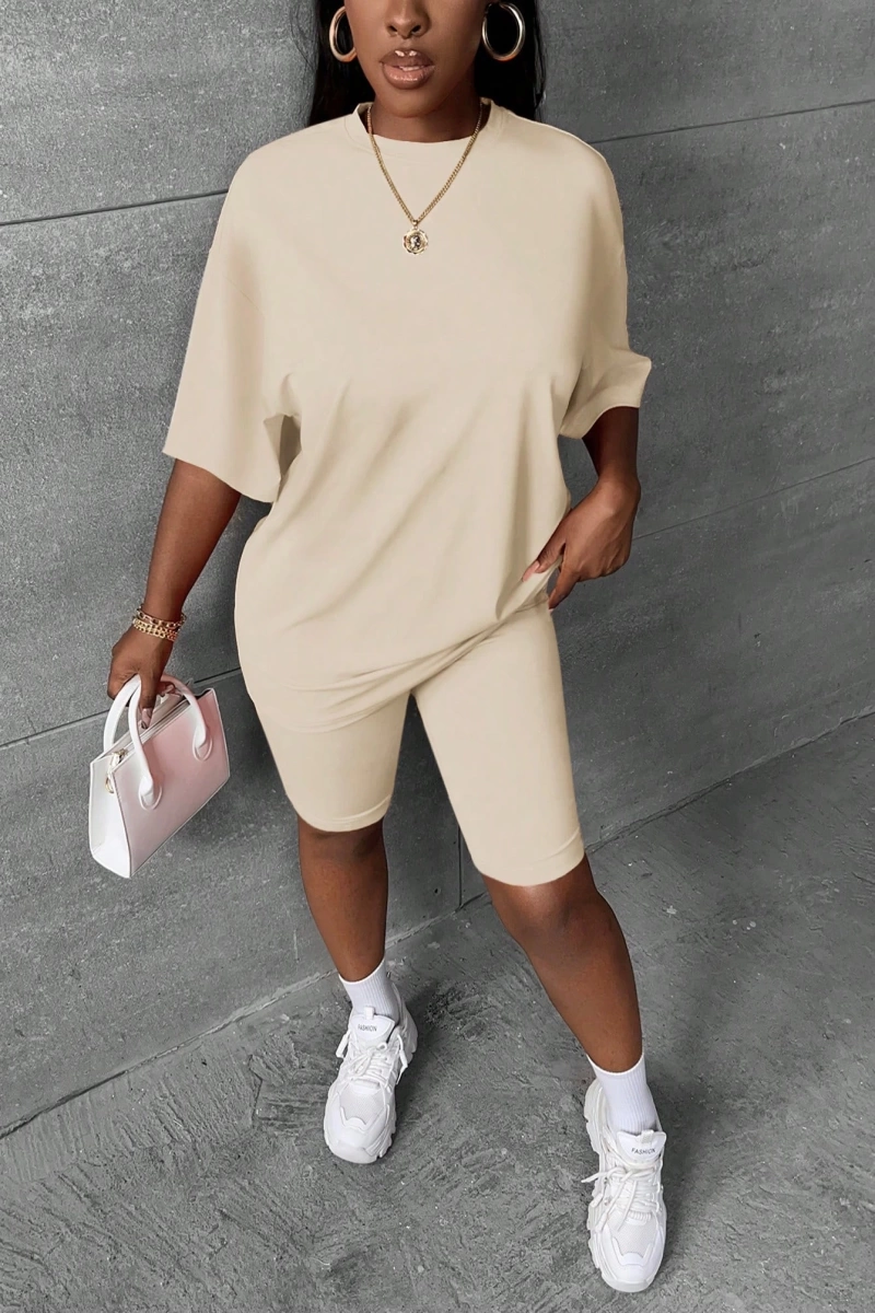 Kadın 2Lİ TAKIM OVERSİZE Trend T-shirt Şort Model 4976