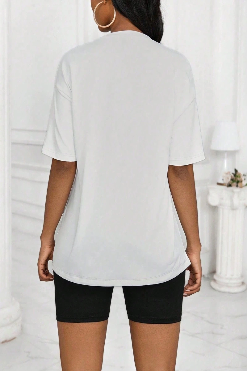 Kadın 2Lİ TAKIM OVERSİZE Trend T-shirt Şort Model 4977