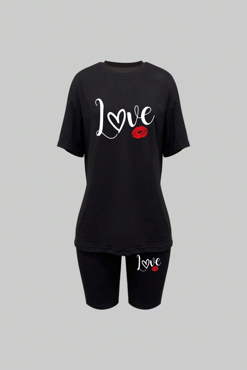 Kadın 2Lİ TAKIM OVERSİZE Trend T-shirt Şort Model 4978