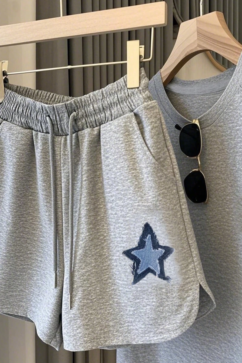 Kadın 2Lİ TAKIM OVERSİZE Trend T-shirt Şort Model 4986