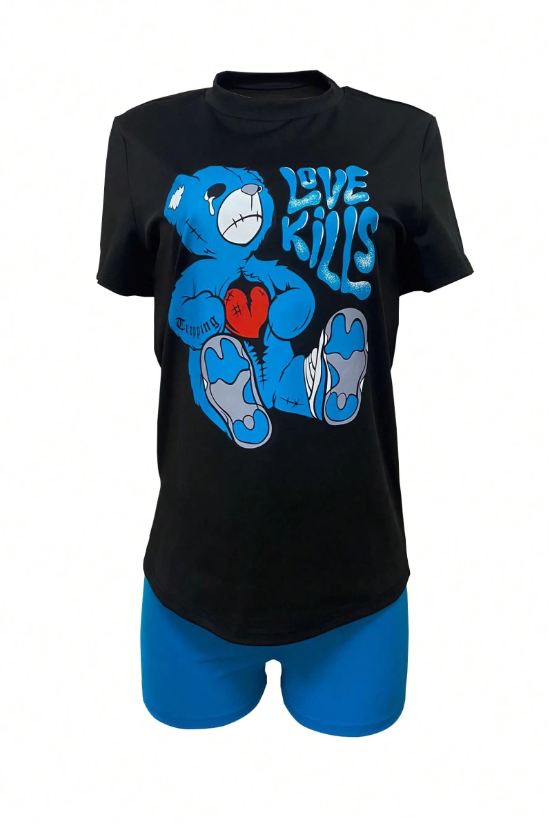 Kadın 2Lİ TAKIM OVERSİZE Trend T-shirt Şort Model 4987