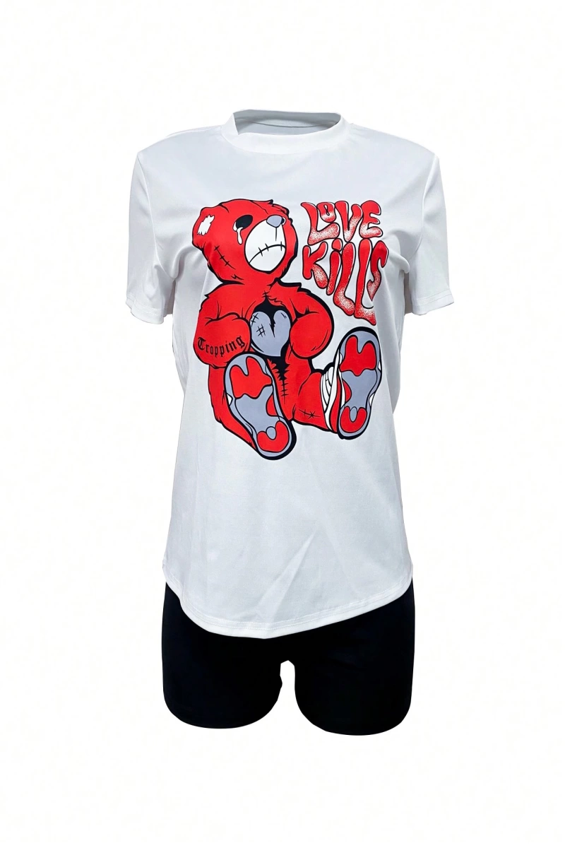 Kadın 2Lİ TAKIM OVERSİZE Trend T-shirt Şort Model 4987