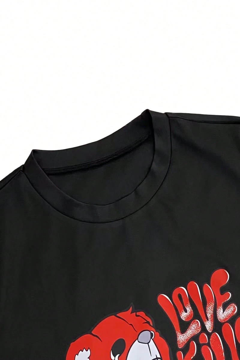 Kadın 2Lİ TAKIM OVERSİZE Trend T-shirt Şort Model 4987