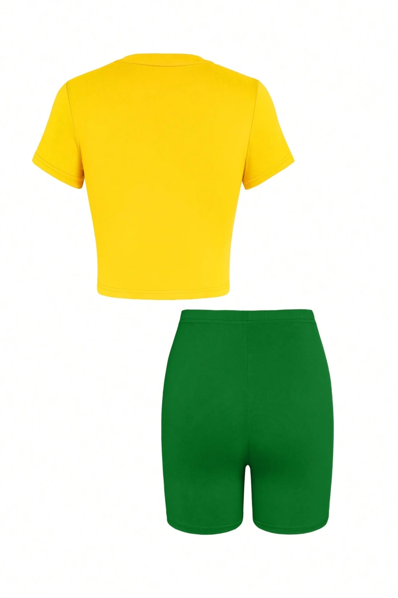 Kadın 2Lİ TAKIM OVERSİZE Trend T-shirt Şort Model 4995