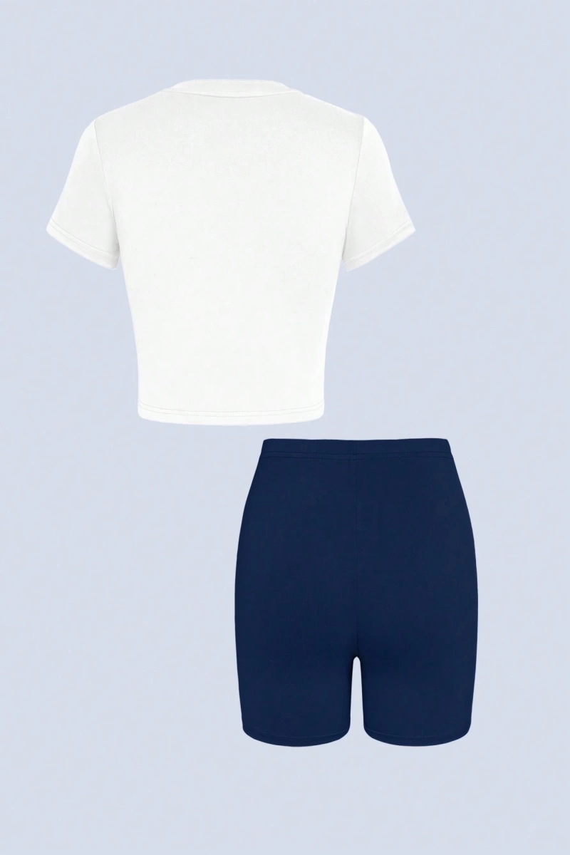 Kadın 2Lİ TAKIM OVERSİZE Trend T-shirt Şort Model 4995