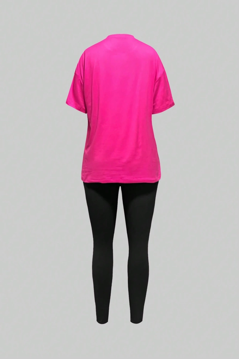 Kadın 2Lİ TAKIM OVERSİZE Trend T-shirt Şort Model 5001