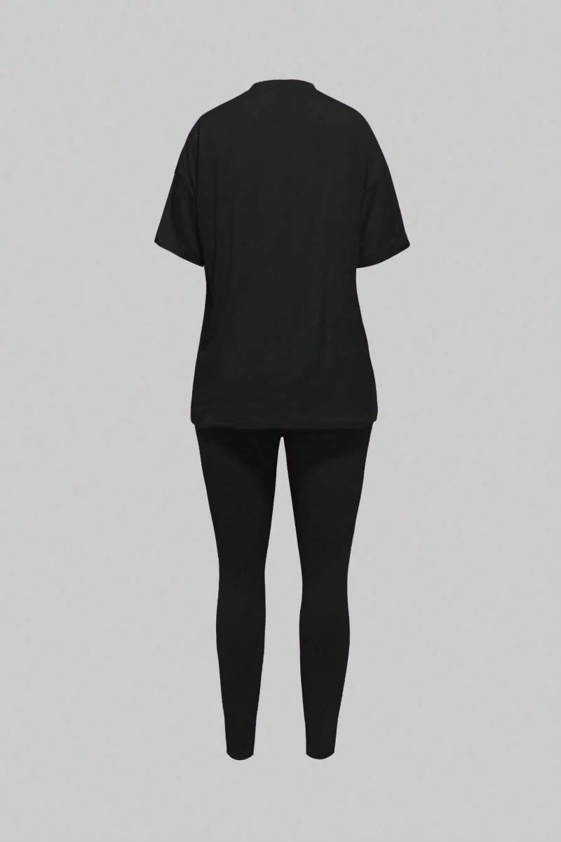 Kadın 2Lİ TAKIM OVERSİZE Trend T-shirt Şort Model 5004