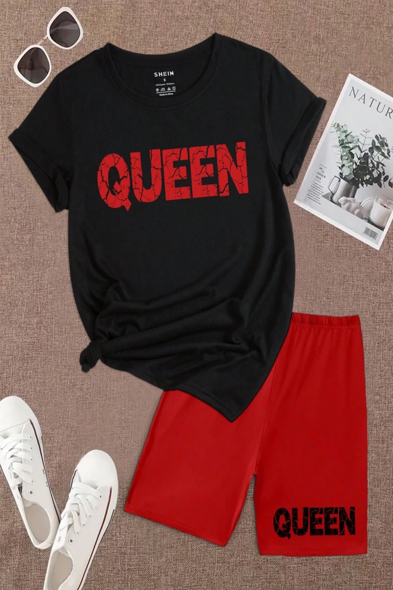 Kadın 2Lİ TAKIM OVERSİZE Trend T-shirt Şort Model 5005