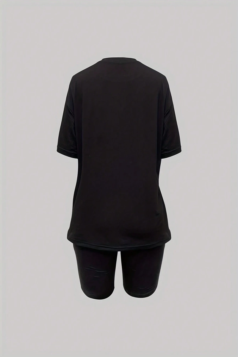 Kadın 2Lİ TAKIM OVERSİZE Trend T-shirt Şort Model 5015