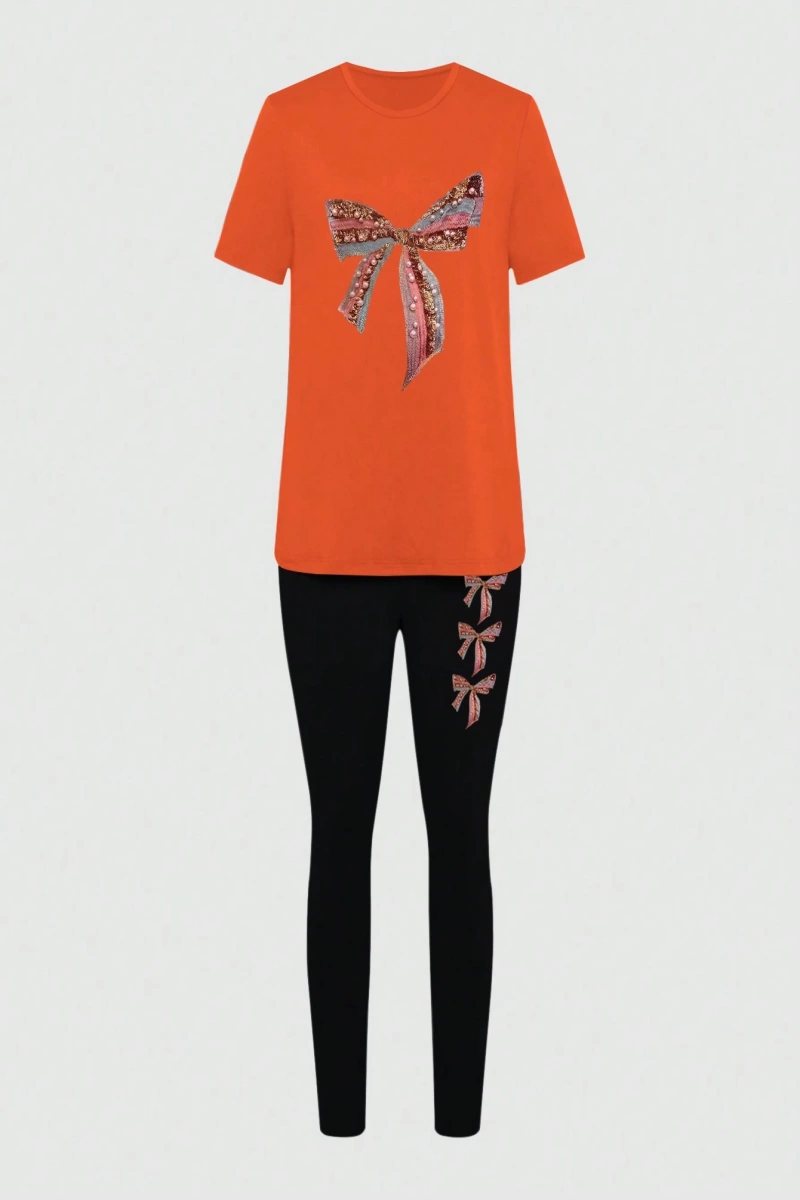 Kadın 2Lİ TAKIM OVERSİZE Trend T-shirt Şort Model 5017