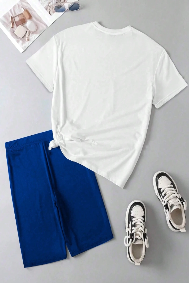 Kadın 2Lİ TAKIM OVERSİZE Trend T-shirt Şort Model 5018
