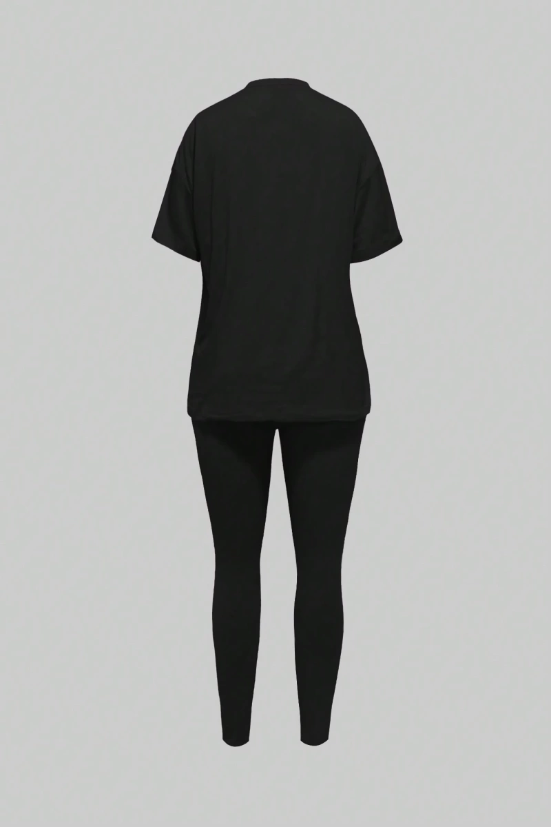 Kadın 2Lİ TAKIM OVERSİZE Trend T-shirt Şort Model 5026