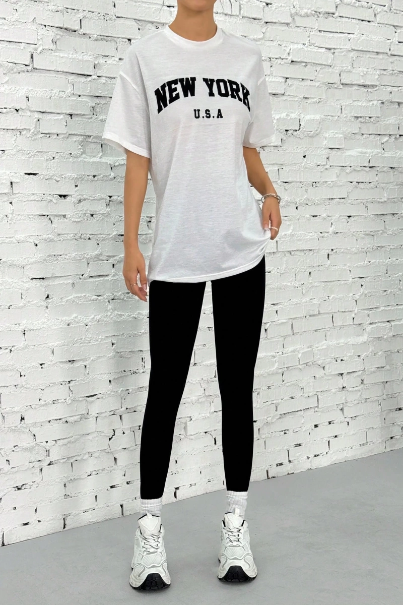 Kadın 2Lİ TAKIM OVERSİZE Trend T-shirt Şort Model 5034
