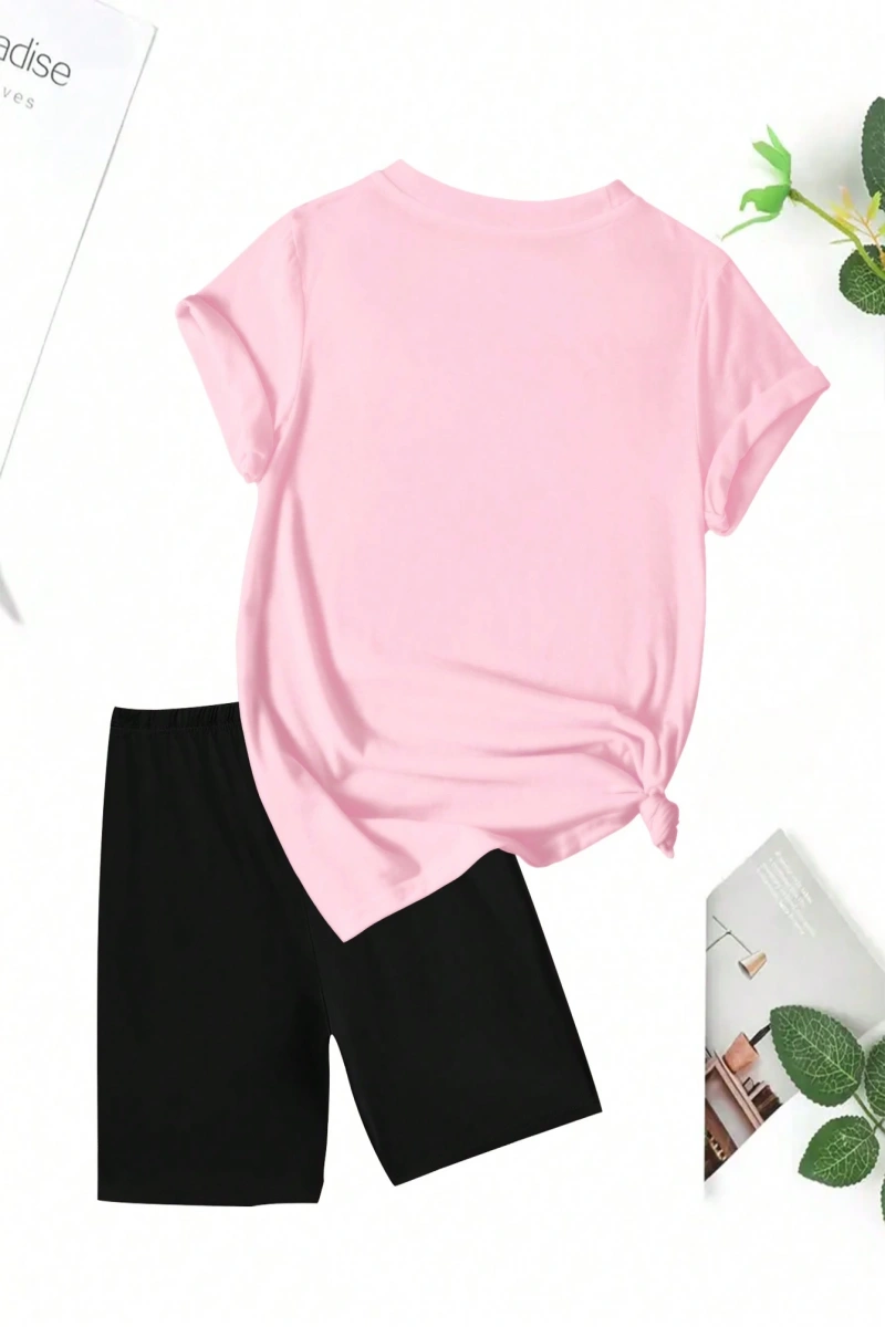 Kadın 2Lİ TAKIM OVERSİZE Trend T-shirt Şort Model 5042