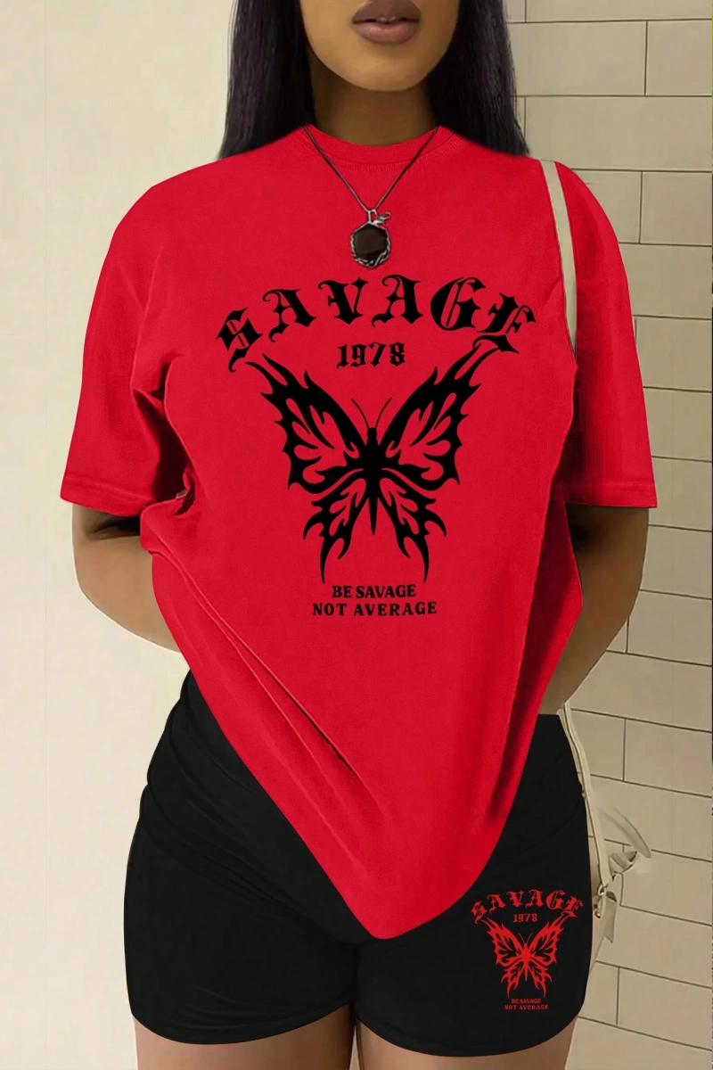 Kadın 2Lİ TAKIM OVERSİZE Trend T-shirt Şort Model 5045
