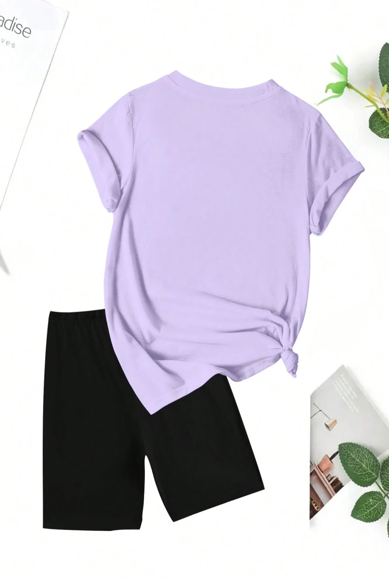 Kadın 2Lİ TAKIM OVERSİZE Trend T-shirt Şort Model 5045