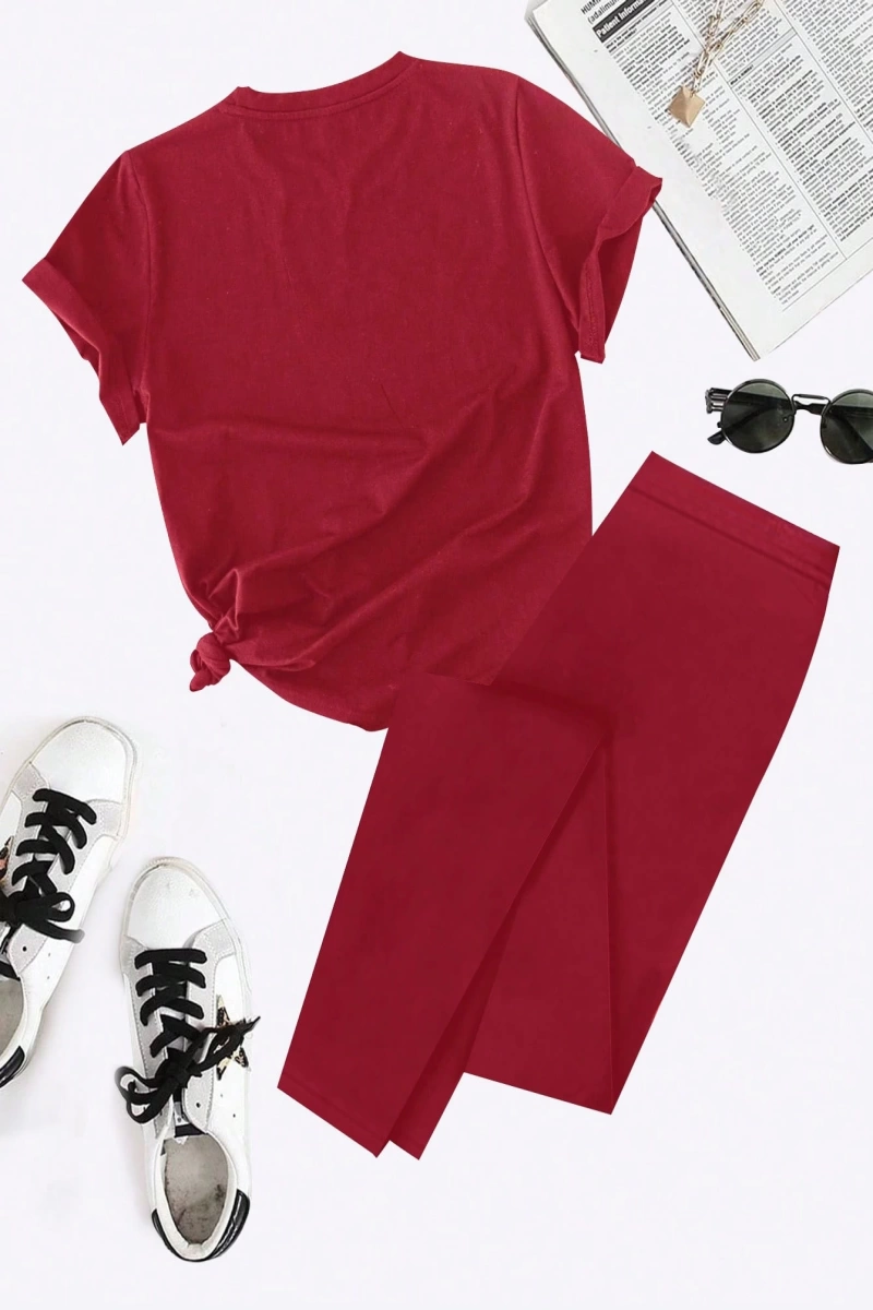 Kadın 2Lİ TAKIM OVERSİZE Trend T-shirt Şort Model 5049