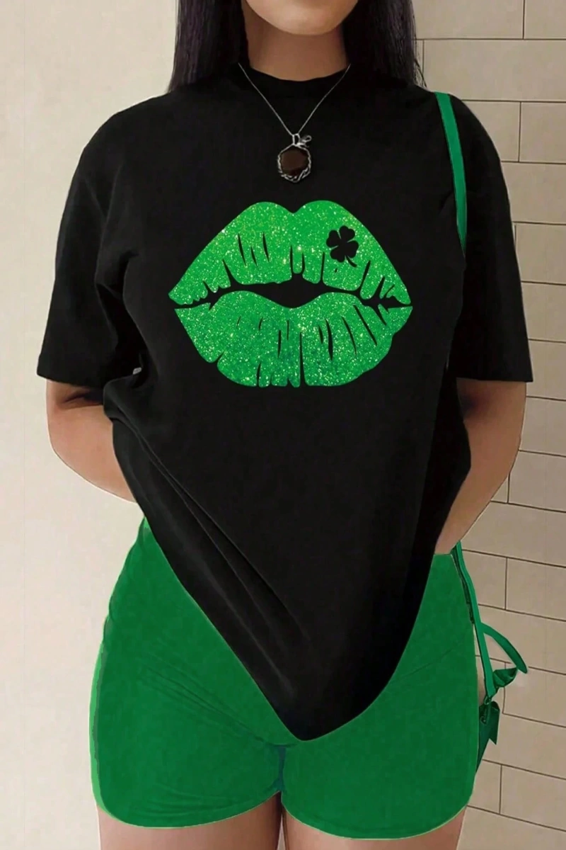 Kadın 2Lİ TAKIM OVERSİZE Trend T-shirt Şort Model 5052