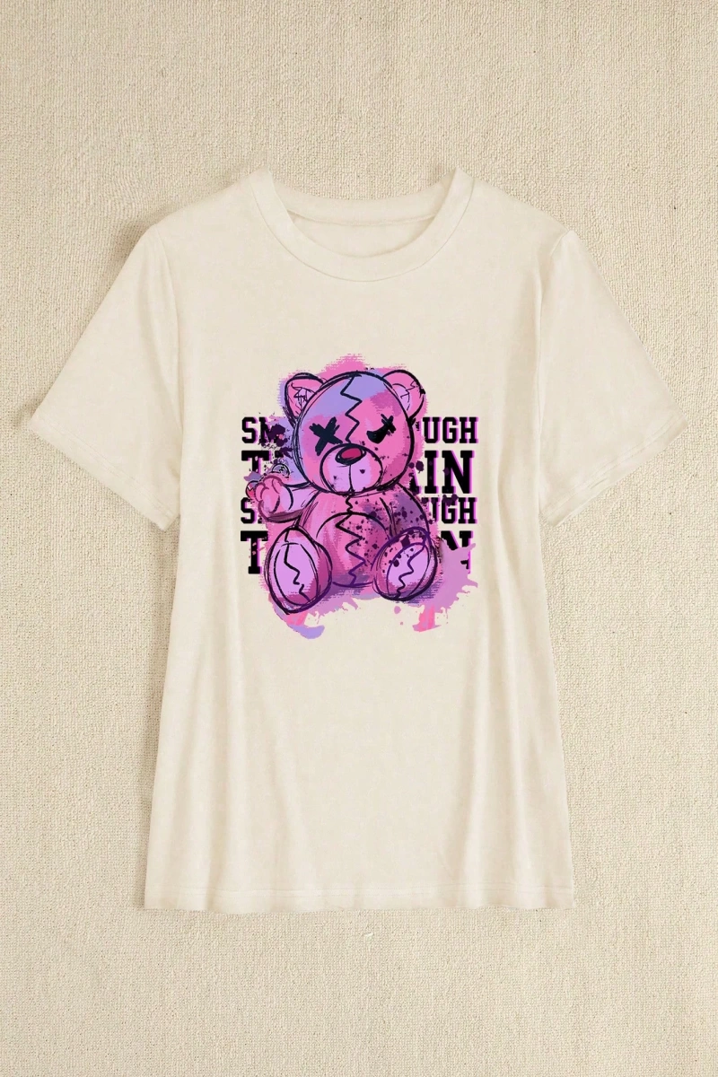 Kadın 2Lİ TAKIM OVERSİZE Trend T-shirt Şort Model 5052