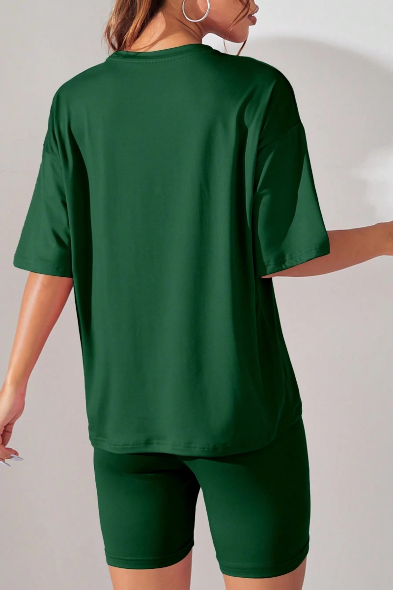 Kadın 2Lİ TAKIM OVERSİZE Trend T-shirt Şort Model 5054
