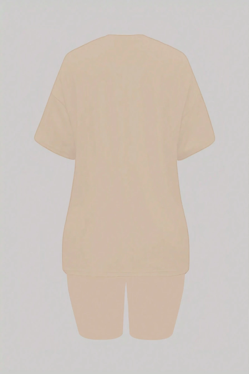 Kadın 2Lİ TAKIM OVERSİZE Trend T-shirt Şort Model 5058
