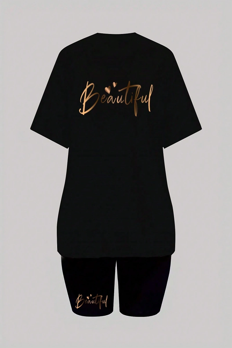 Kadın 2Lİ TAKIM OVERSİZE Trend T-shirt Şort Model 5058