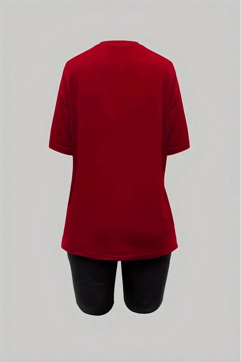 Kadın 2Lİ TAKIM OVERSİZE Trend T-shirt Şort Model 5059