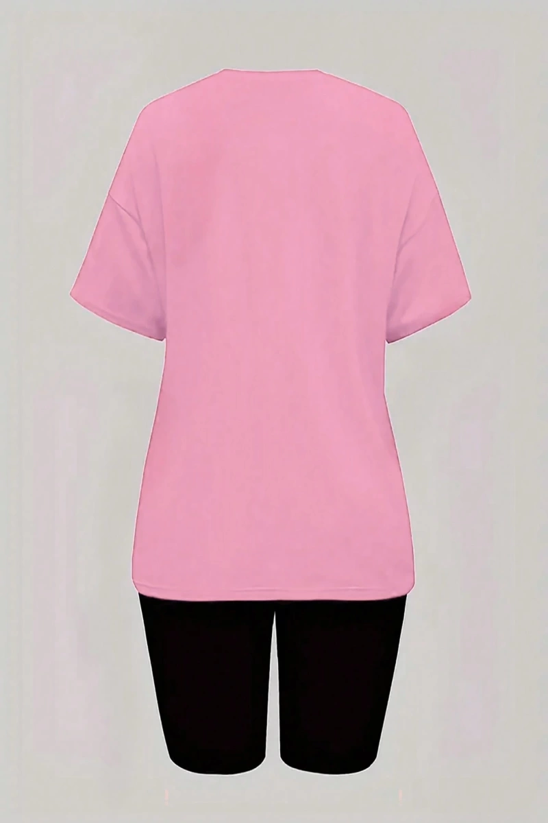 Kadın 2Lİ TAKIM OVERSİZE Trend T-shirt Şort Model 5061