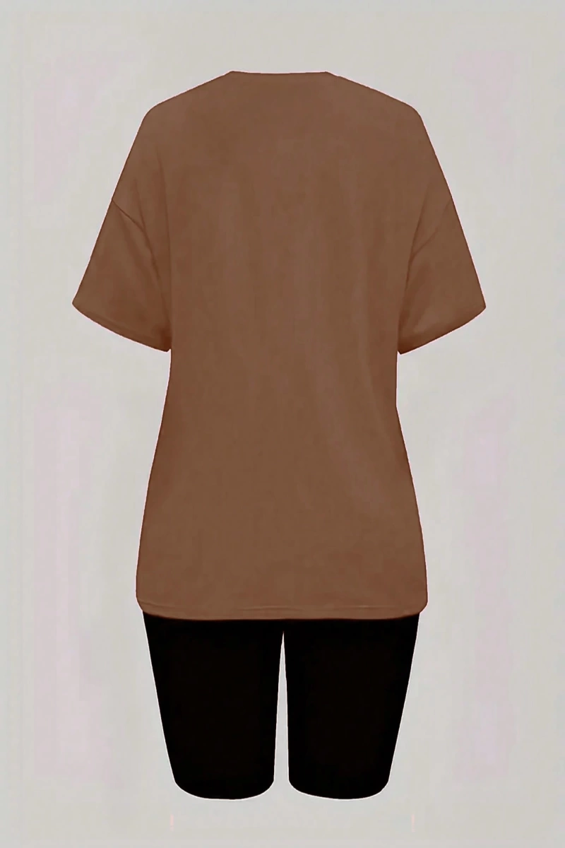 Kadın 2Lİ TAKIM OVERSİZE Trend T-shirt Şort Model 5061