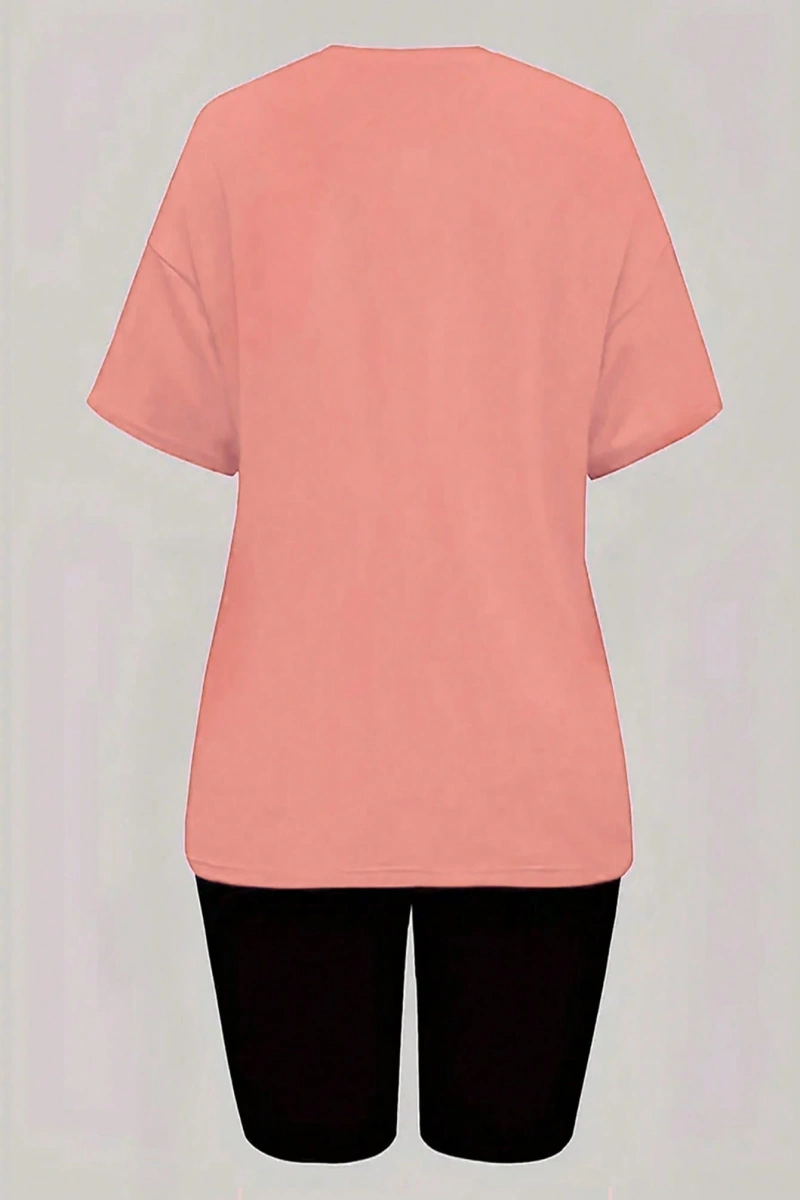 Kadın 2Lİ TAKIM OVERSİZE Trend T-shirt Şort Model 5061