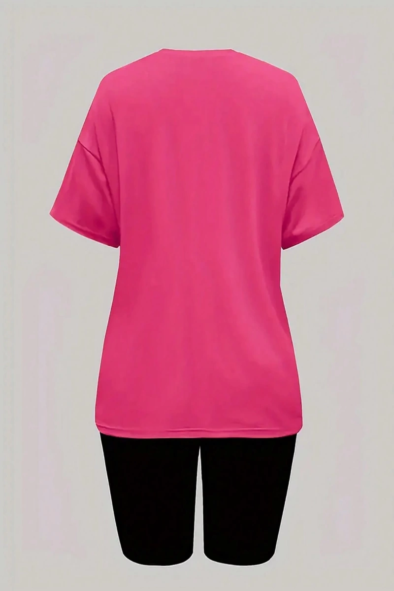 Kadın 2Lİ TAKIM OVERSİZE Trend T-shirt Şort Model 5061