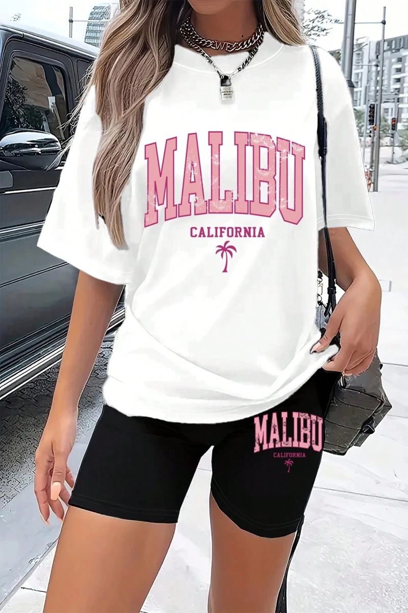 Kadın 2Lİ TAKIM OVERSİZE Trend T-shirt Şort Model 5064