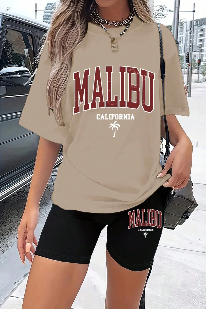 Kadın 2Lİ TAKIM OVERSİZE Trend T-shirt Şort Model 5064