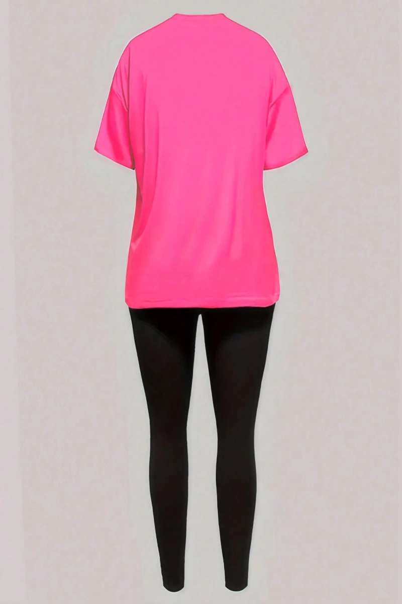 Kadın 2Lİ TAKIM OVERSİZE Trend T-shirt Şort Model 5065