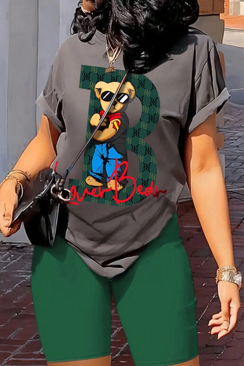 Kadın 2Lİ TAKIM OVERSİZE Trend T-shirt Şort Model 5068