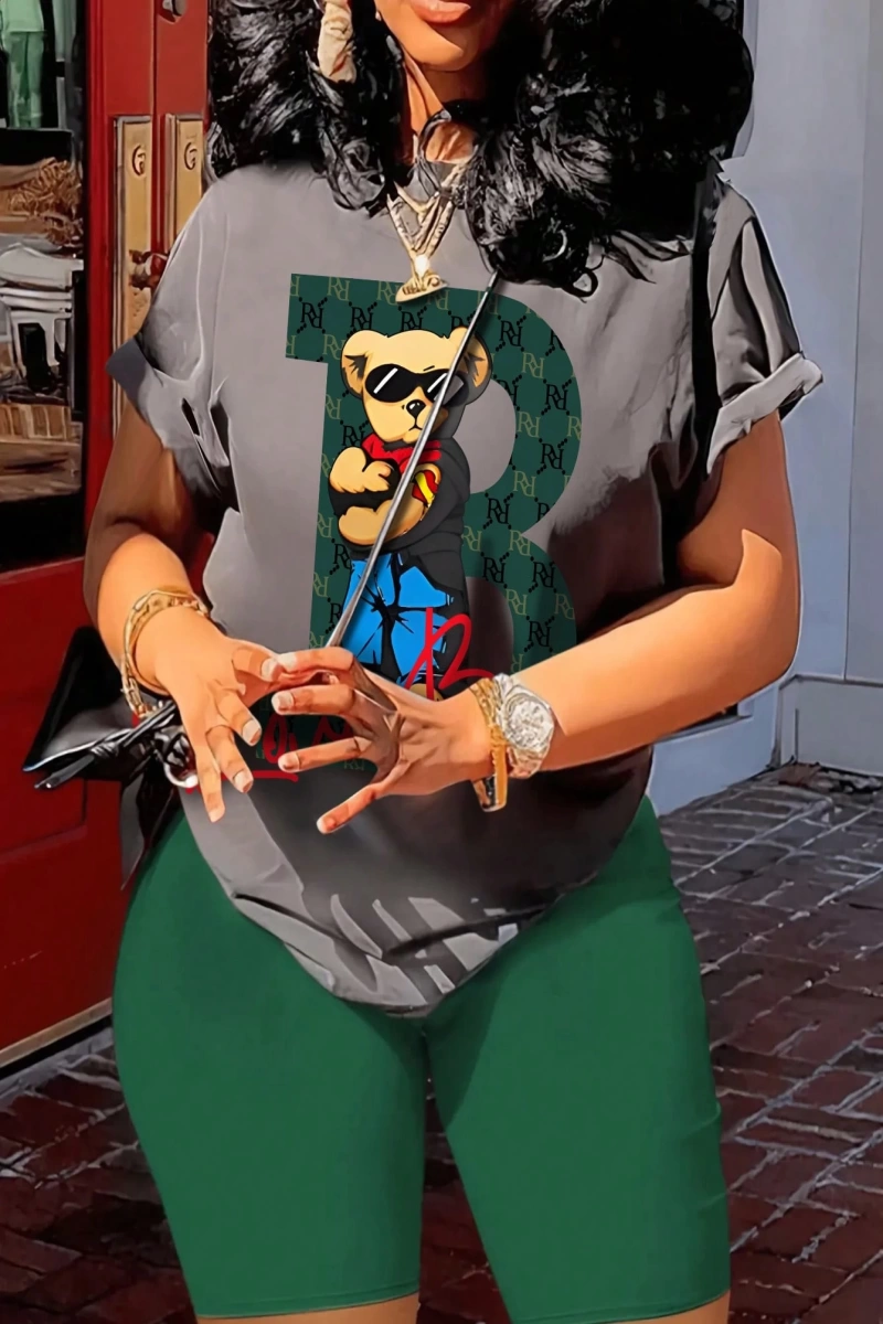Kadın 2Lİ TAKIM OVERSİZE Trend T-shirt Şort Model 5068